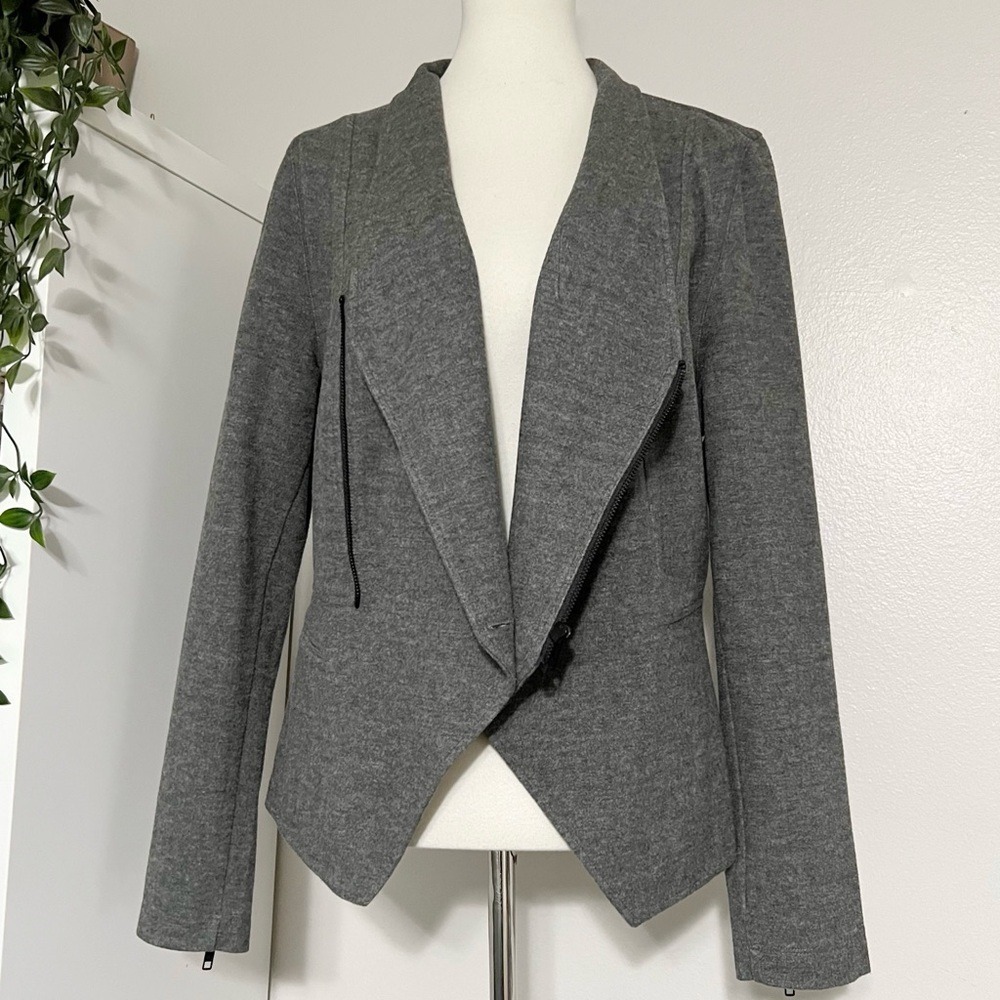 CAbi Gray Rebel Asymmetrical Zip Up Ponte Knit‎ Jacket - Picture 4 of 12